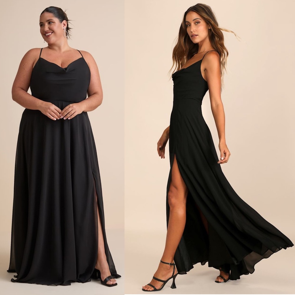 NWT LULUS Chiffon Draped Neck Lace Up Corset Back Formal Wedding Guest Dress XL - Picture 3 of 9